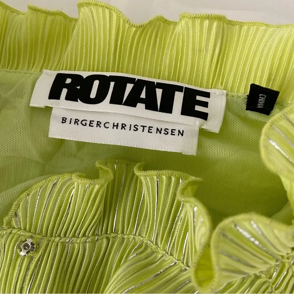 New ROTATE BIRGER CHRISTENSEN Ivy Pleated Mini Dress In Sunny Lime Size 0
